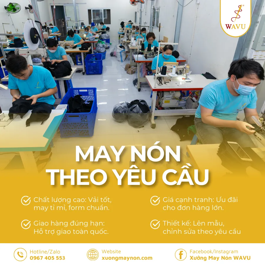 Xưởng may nón theo yêu cầu