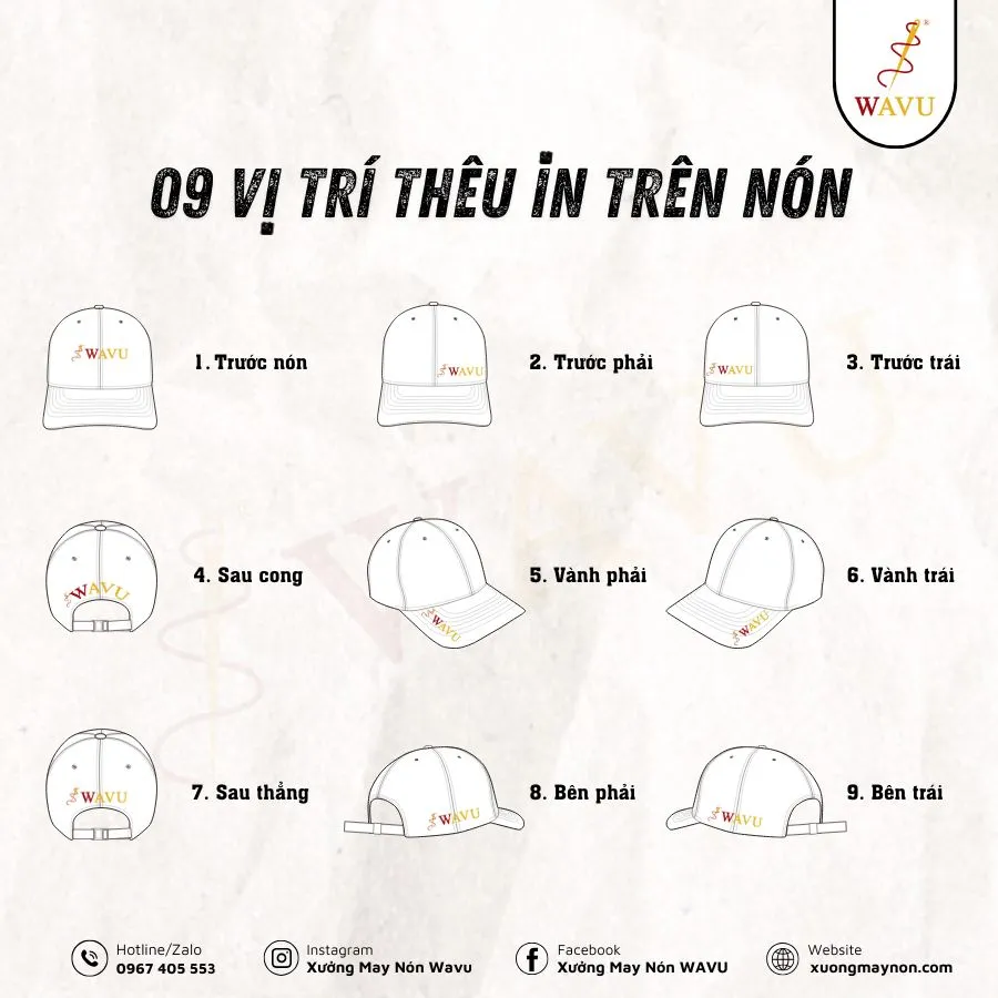 9 vị trí thêu in trên nón đẹp nhất