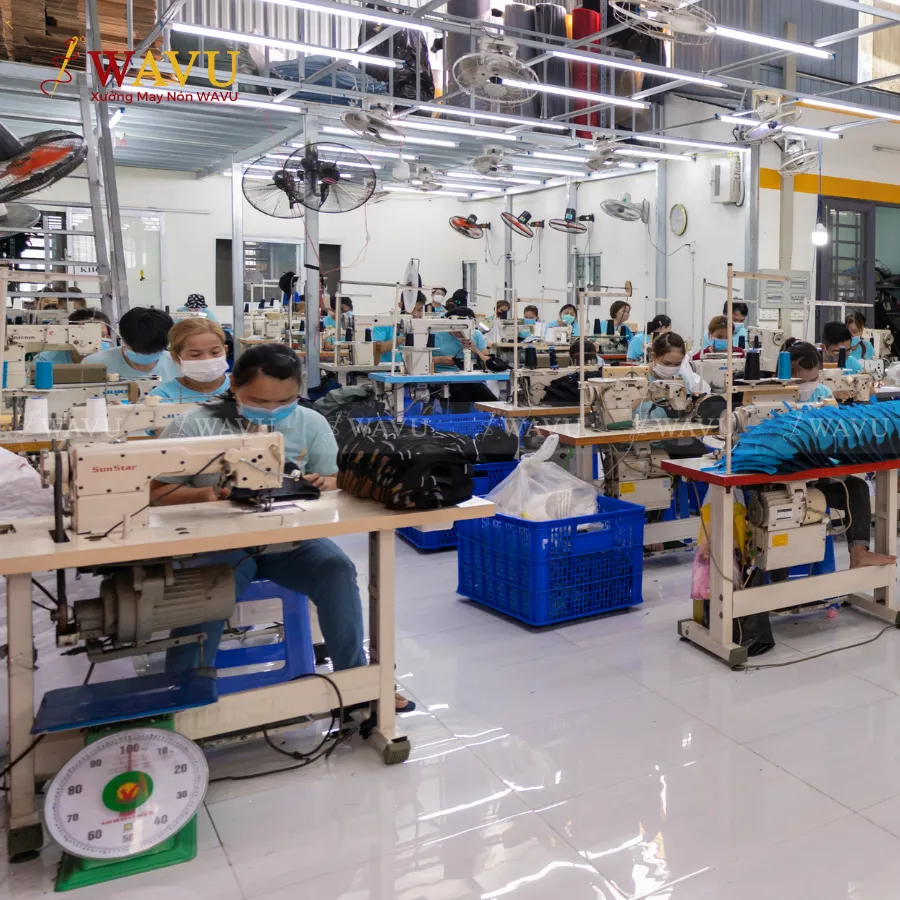 Xưởng may nón kết vải jean wash