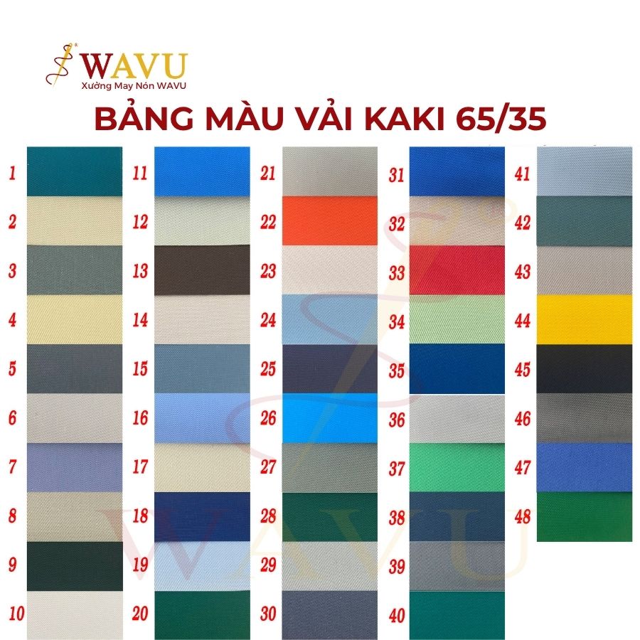 Bảng màu vải kaki 65/35