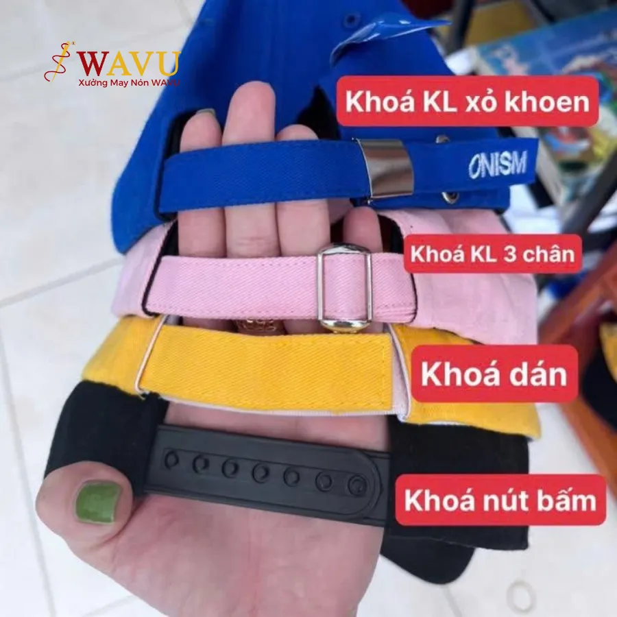 Phụ liệu và khoá nón tại Wavu