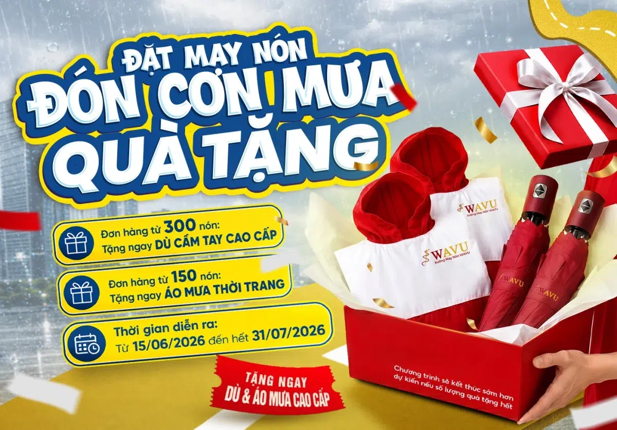 Đặt may nón - Đón cơn mưa quà tặng